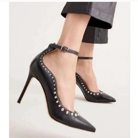 Sam Edelman women's black and silver stud Helen ankle strap pump size 6.5 - Picture 1 of 8